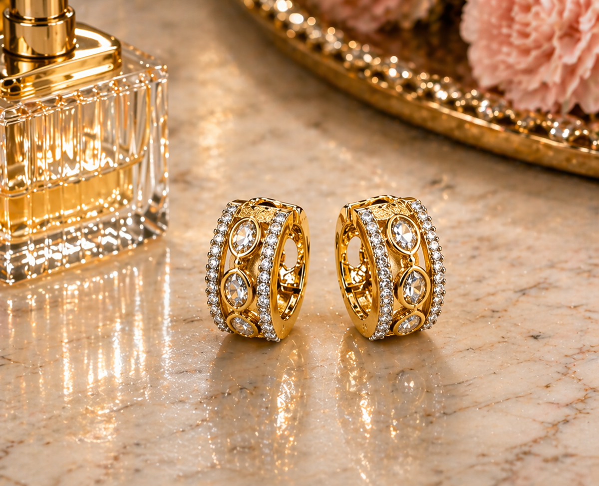 Gold Plated Statement Hoop Earrings/ Bali