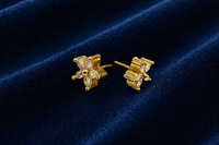 Flower Design Gold Stud Earrings
