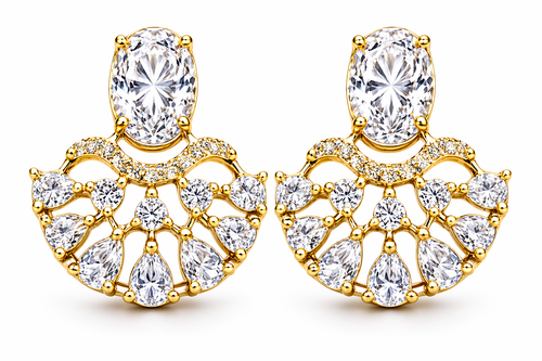 Gold Plated American Diamond Chandbali Earrings (Copy)