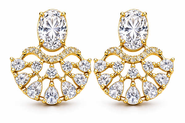 Gold Plated American Diamond Chandbali Earrings