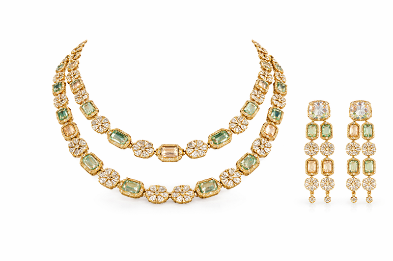 Multilayer CZ Bridal Jewellery Set with Earrings