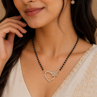 Rose Gold Plated Heart Pendant Mangalsutra with CZ Diamonds