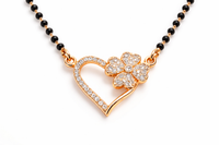 Rose Gold Plated Heart Pendant Mangalsutra with CZ Diamonds