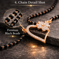 Rose Gold Plated Heart Pendant Mangalsutra with CZ Diamonds