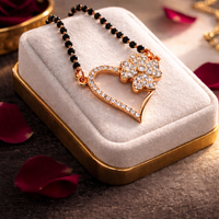 Rose Gold Plated Heart Pendant Mangalsutra with CZ Diamonds