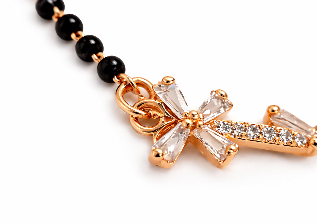 Rose Gold Floral Mangalsutra Necklace