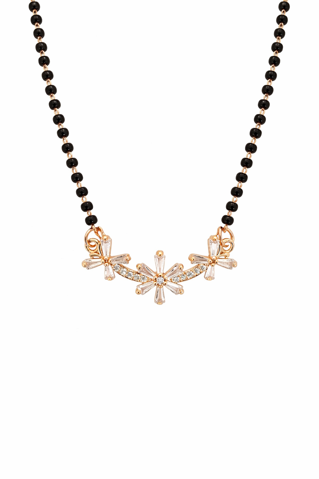 Rose Gold Floral Mangalsutra Necklace