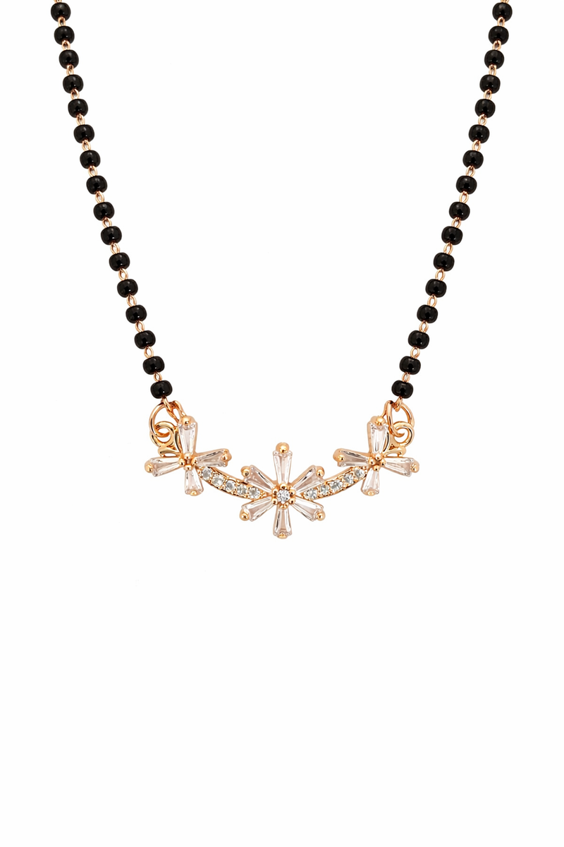 Rose Gold Floral Mangalsutra Necklace