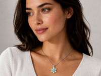 Floral Crystal Pendant with Chain