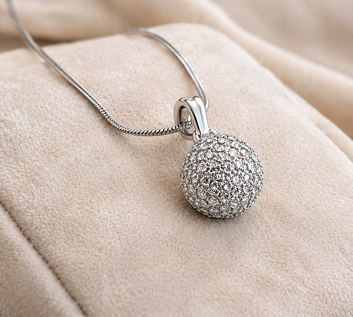 Pavé Ball Pendant with Solitaire Stud Earrings