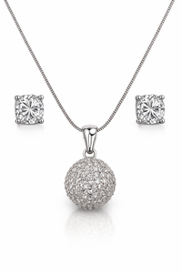 Pavé Ball Pendant with Solitaire Stud Earrings