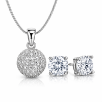 Pavé Ball Pendant with Solitaire Stud Earrings