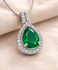 Emerald Green Teardrop Pendant Necklace