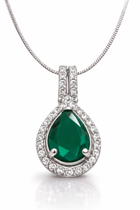 Emerald Green Teardrop Pendant Necklace