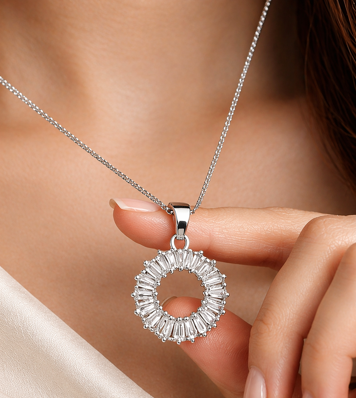 CZ Diamond Circle Ring Pendant