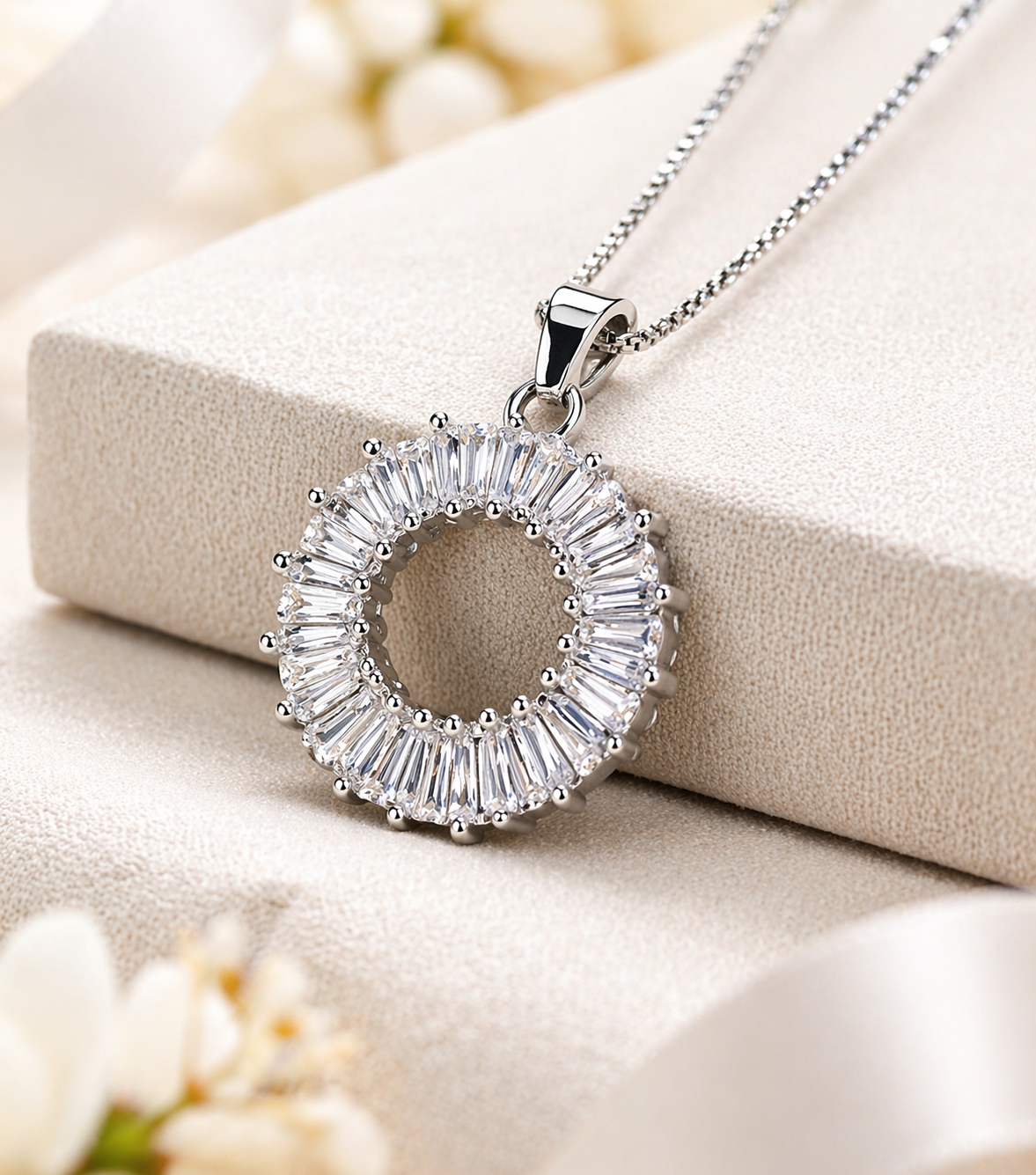 CZ Diamond Circle Ring Pendant