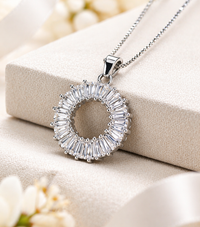 CZ Studded Circle Pendant Necklace