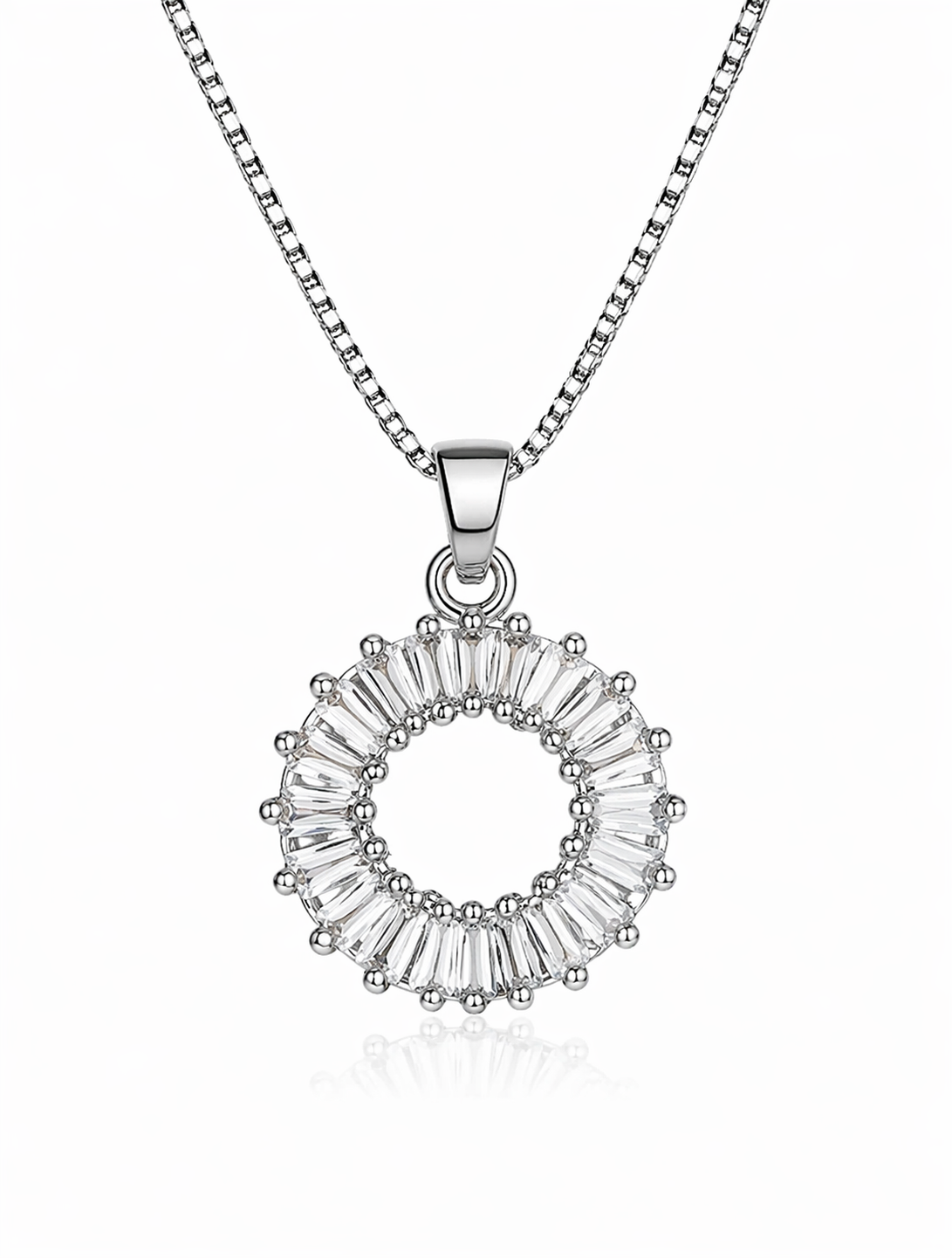 CZ Studded Circle Pendant Necklace