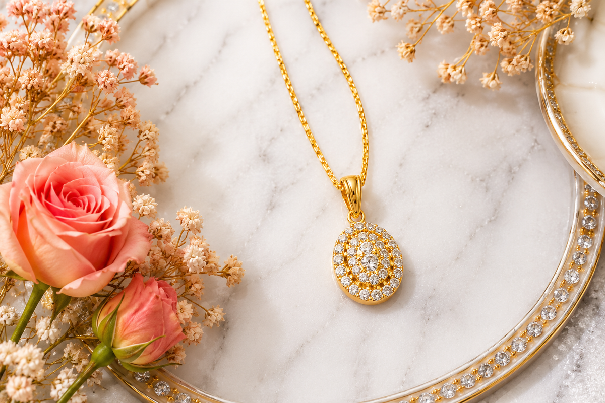 Oval Diamond Inspired Pendant