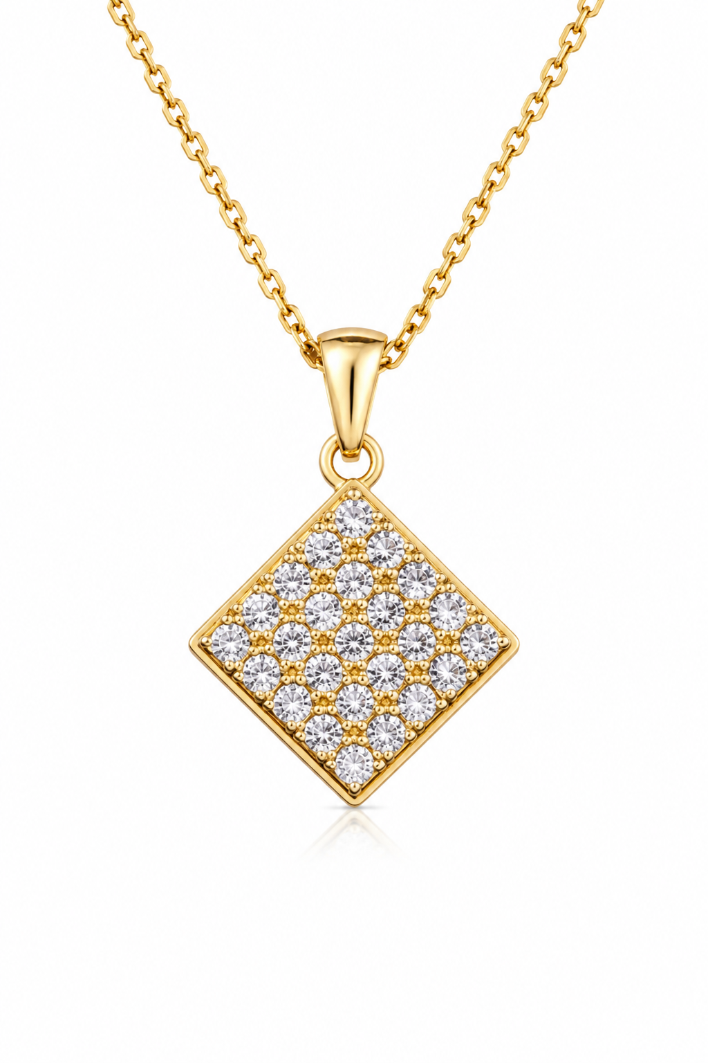 American Diamond Square Pendant Necklace