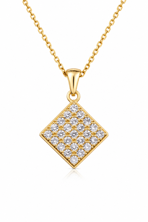 American Diamond Square Pendant Necklace