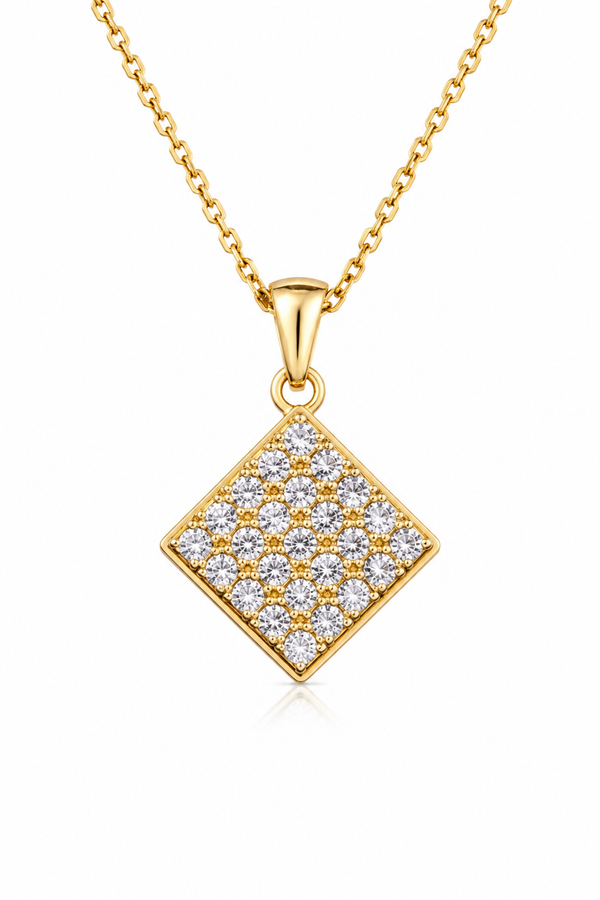 American Diamond Square Pendant Necklace