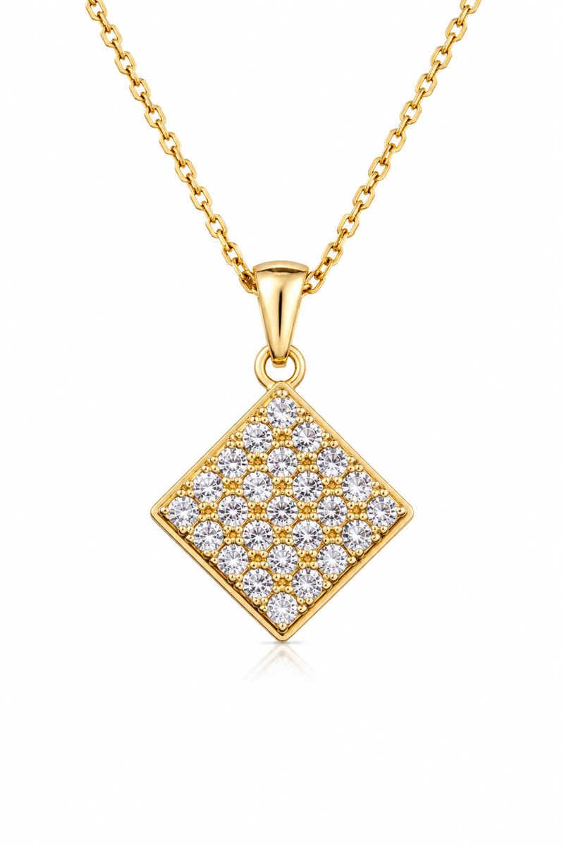 American Diamond Square Pendant Necklace