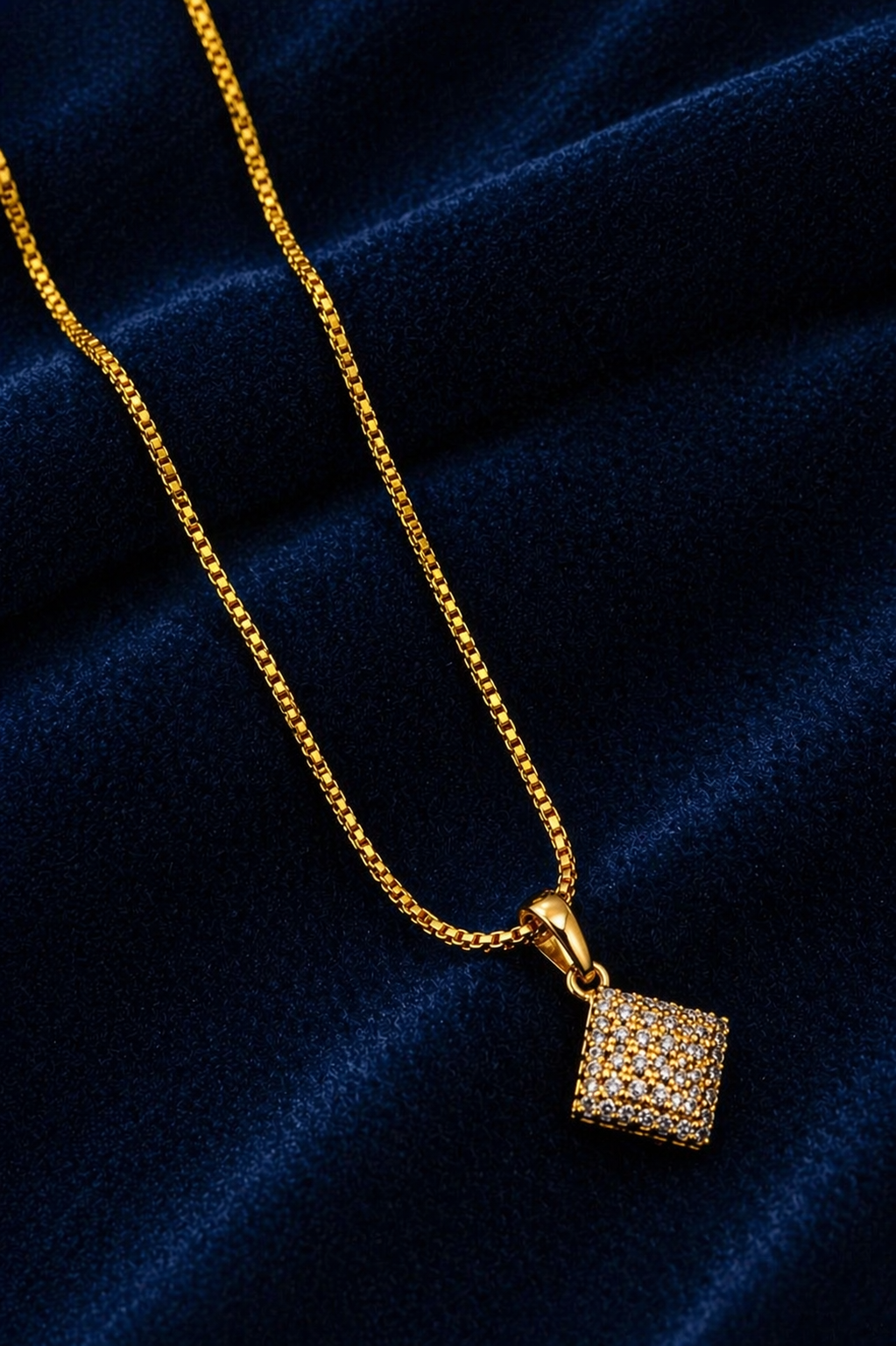 Elegant American Diamond Square Pendant Necklace