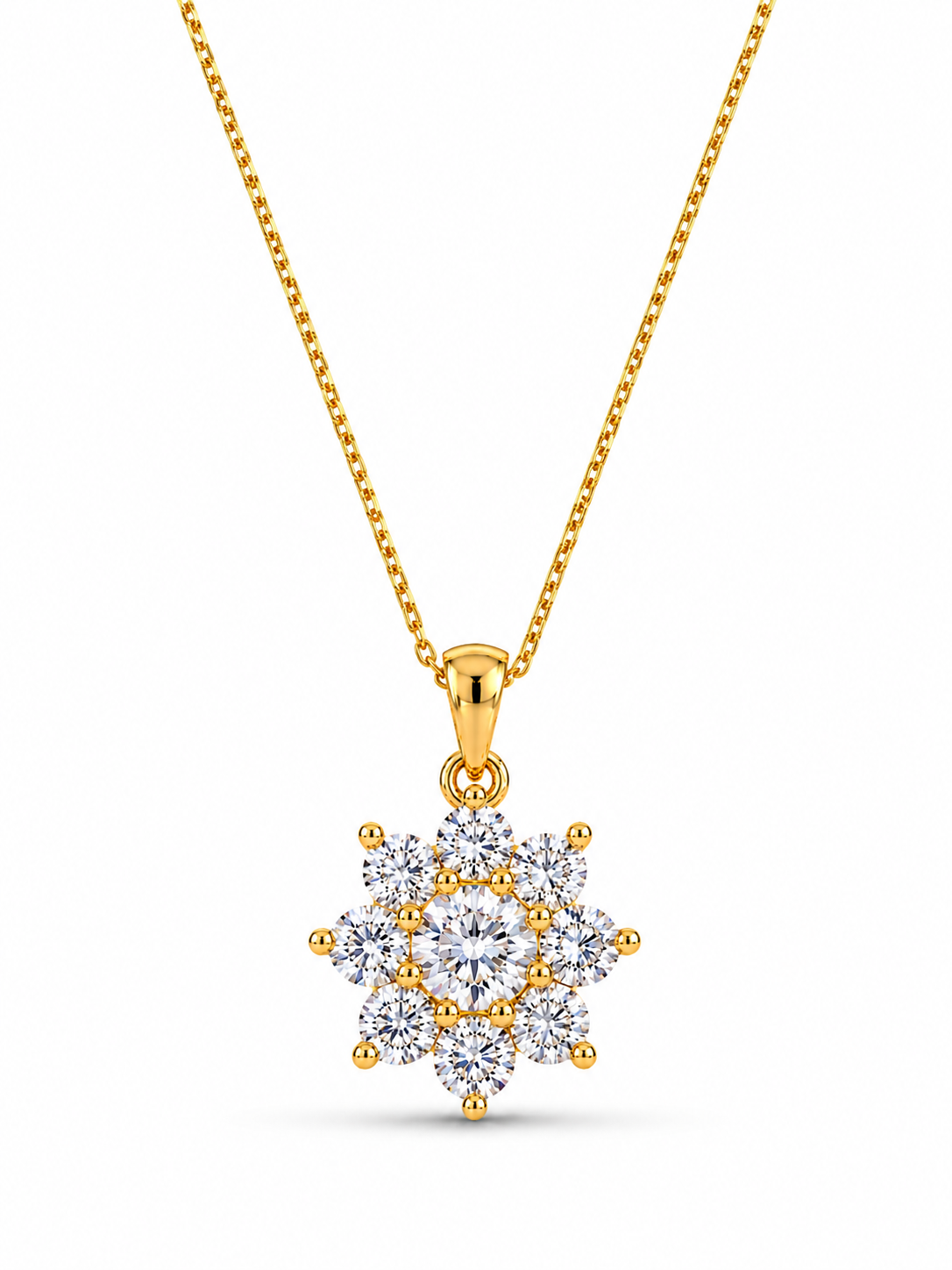 Gold Plated Floral CZ Diamond Pendant