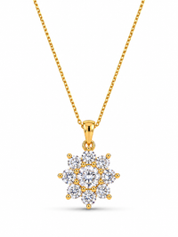 Gold Plated Floral CZ Diamond Pendant