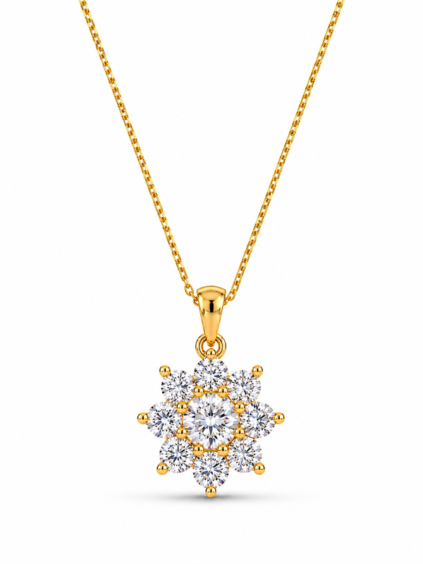 Gold Plated Floral CZ Diamond Pendant