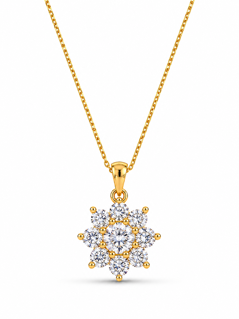 Gold Plated Floral CZ Diamond Pendant