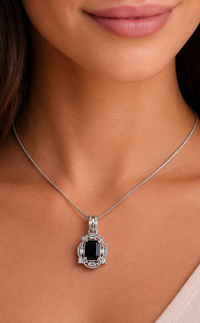 AD Diamond Halo Necklace with Matching Earrings