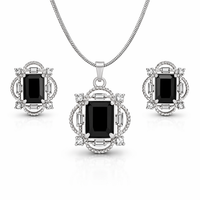 AD Diamond Halo Necklace with Matching Earrings