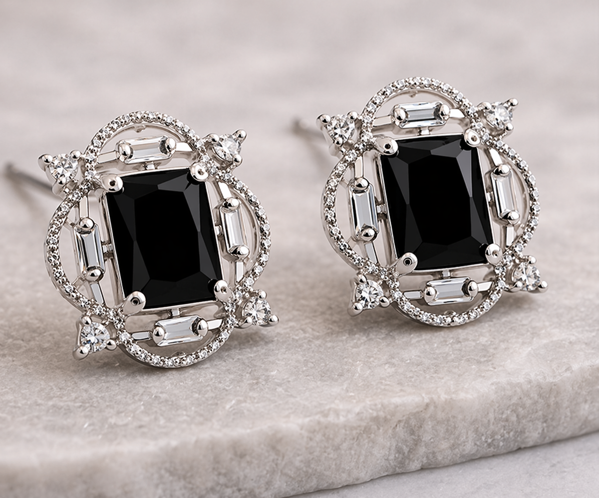 AD Diamond Halo Necklace with Matching Earrings