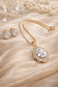 American Diamond Pendant Set with Earrings & Ring Combo