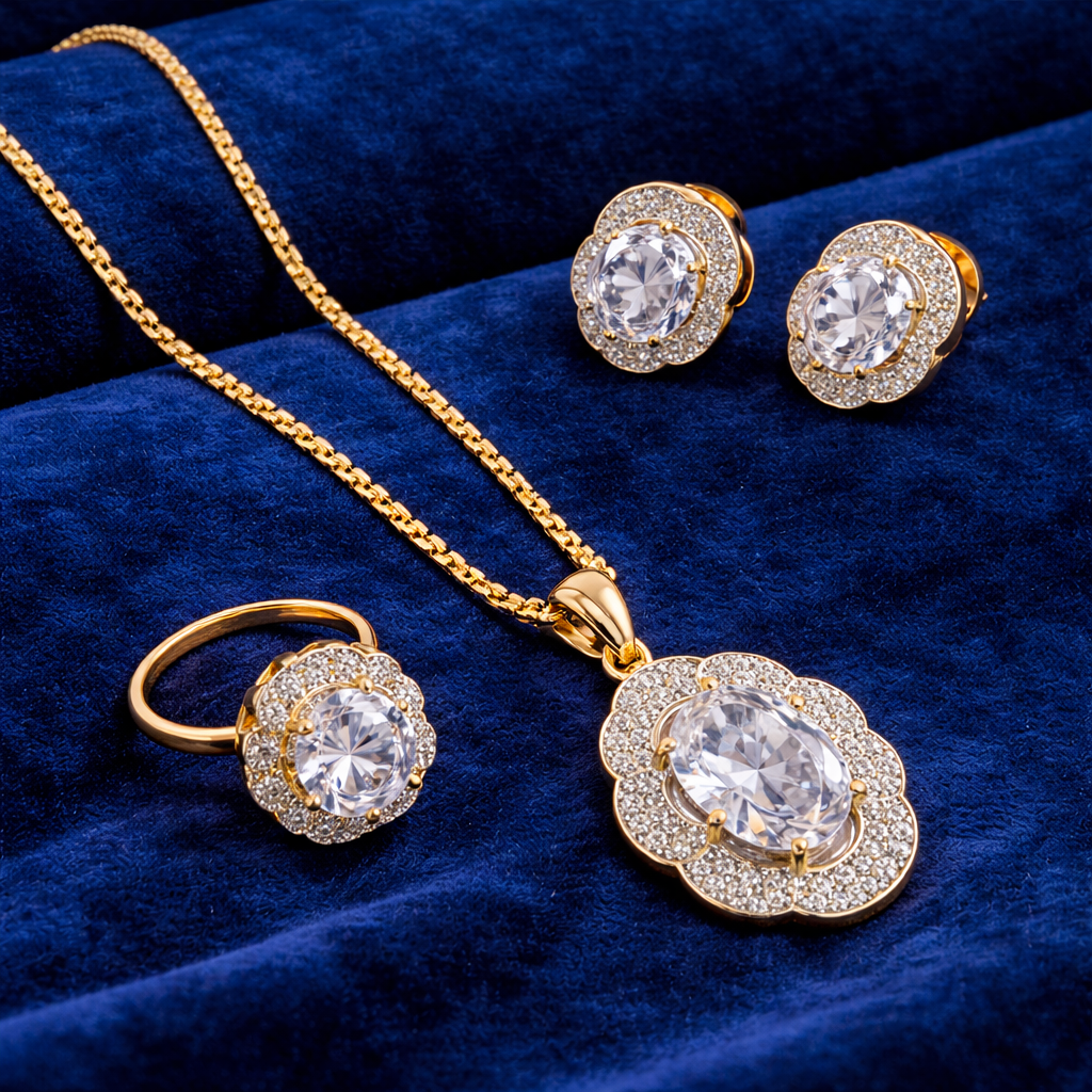 AD Pendant with Earrings & Ring Combo