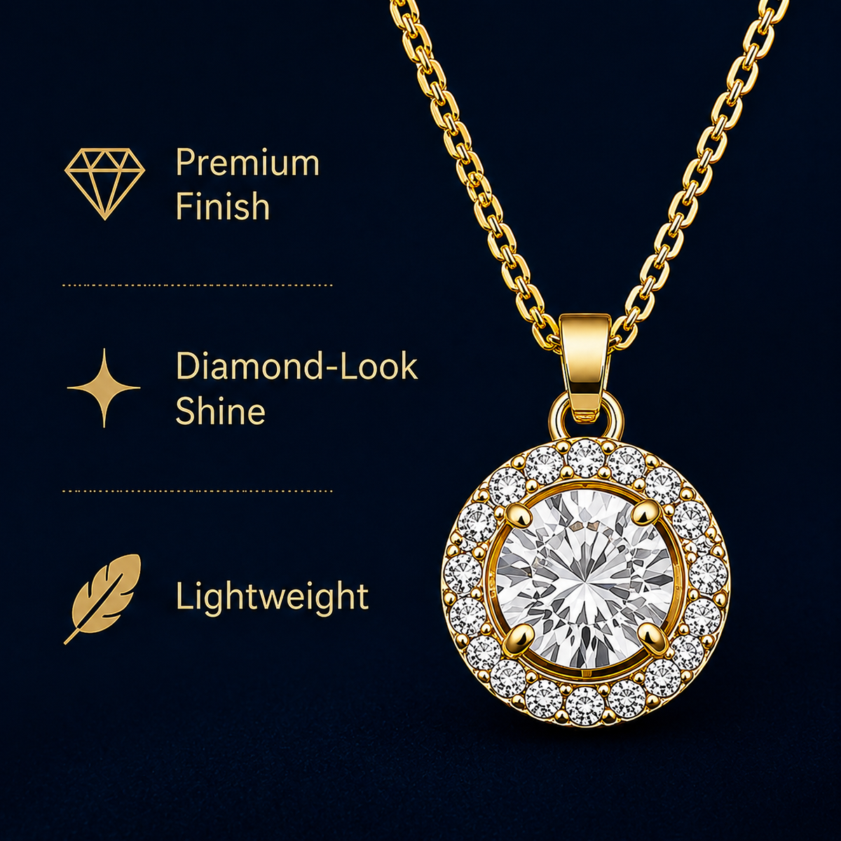 Luxe Halo Diamond Inspired Pendant Set
