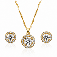 Luxury Halo Diamond Look Pendant Set