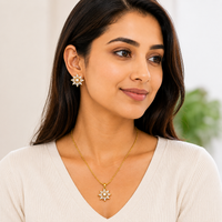 Gold-Plated CZ Diamond Pendant Set
