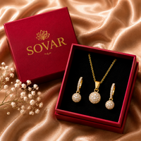 Gold-Plated CZ Diamond Celeste Dome Pendant Set