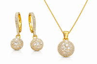 Gold-Plated CZ Diamond Celeste Dome Pendant Set