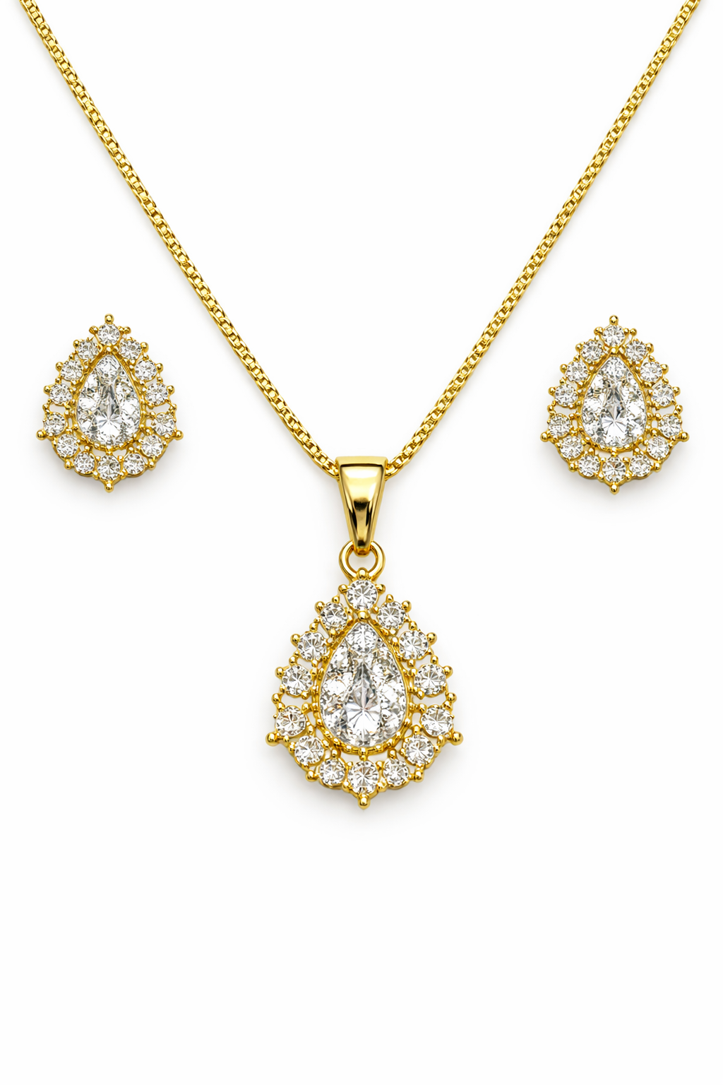Oval Halo Design AD Diamond Look Pendant Set