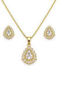 Oval Halo Design AD Diamond Look Pendant Set
