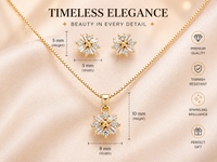 Gold-Plated CZ Diamond Floral Design Pendant Set