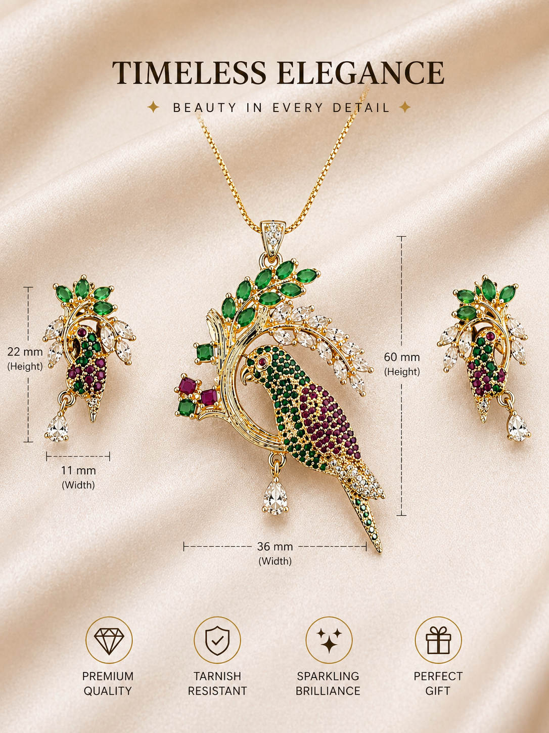 Royal Peacock Pendant Set
