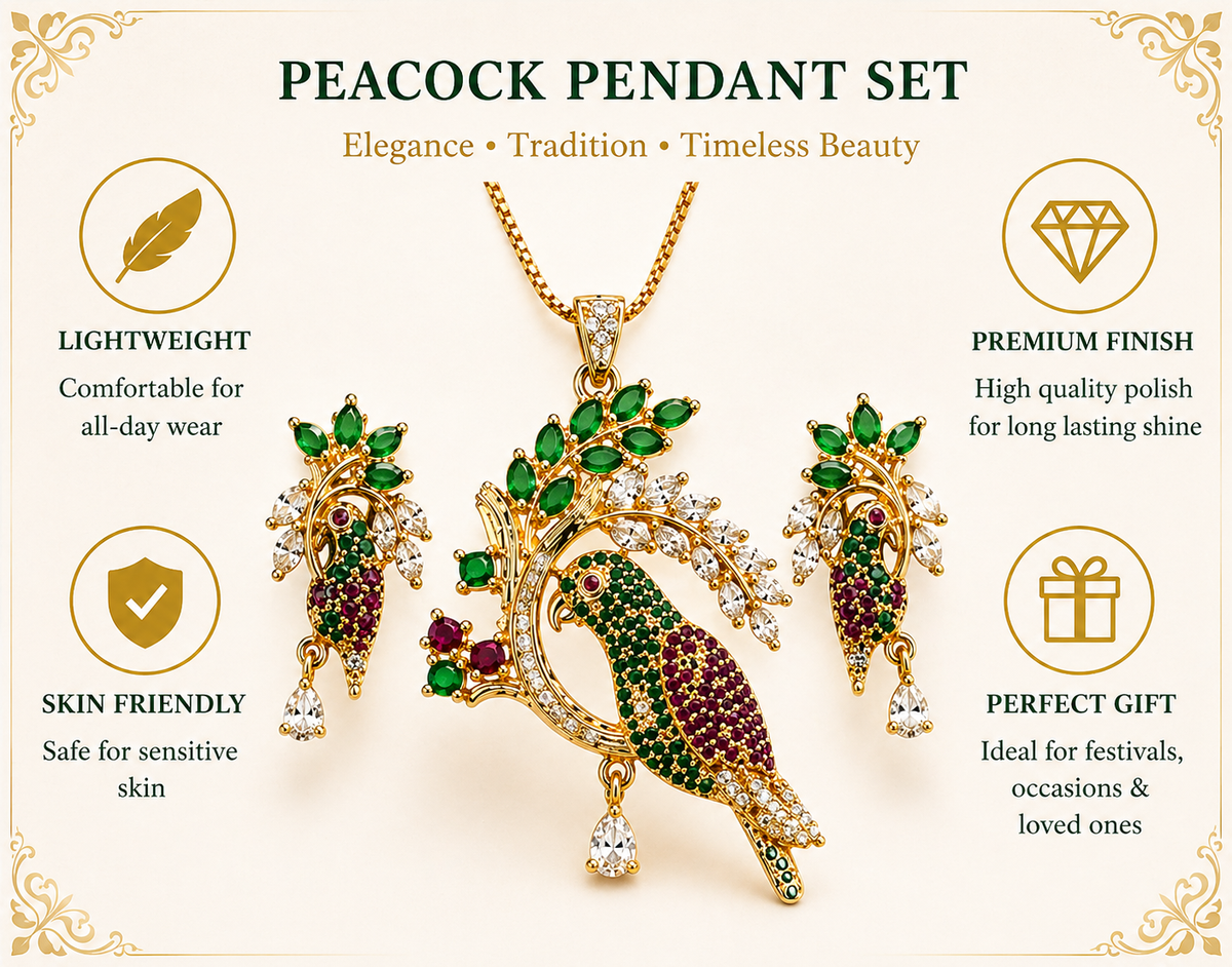 Royal Peacock Pendant Set