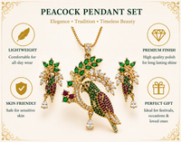 Peacock Motif Pendant Necklace Set