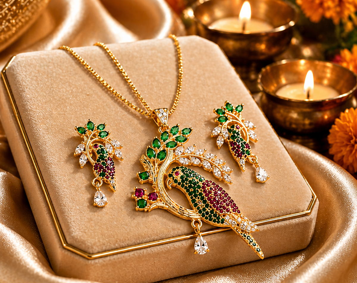 Royal Peacock Pendant Set