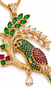 Peacock Motif Pendant Necklace Set